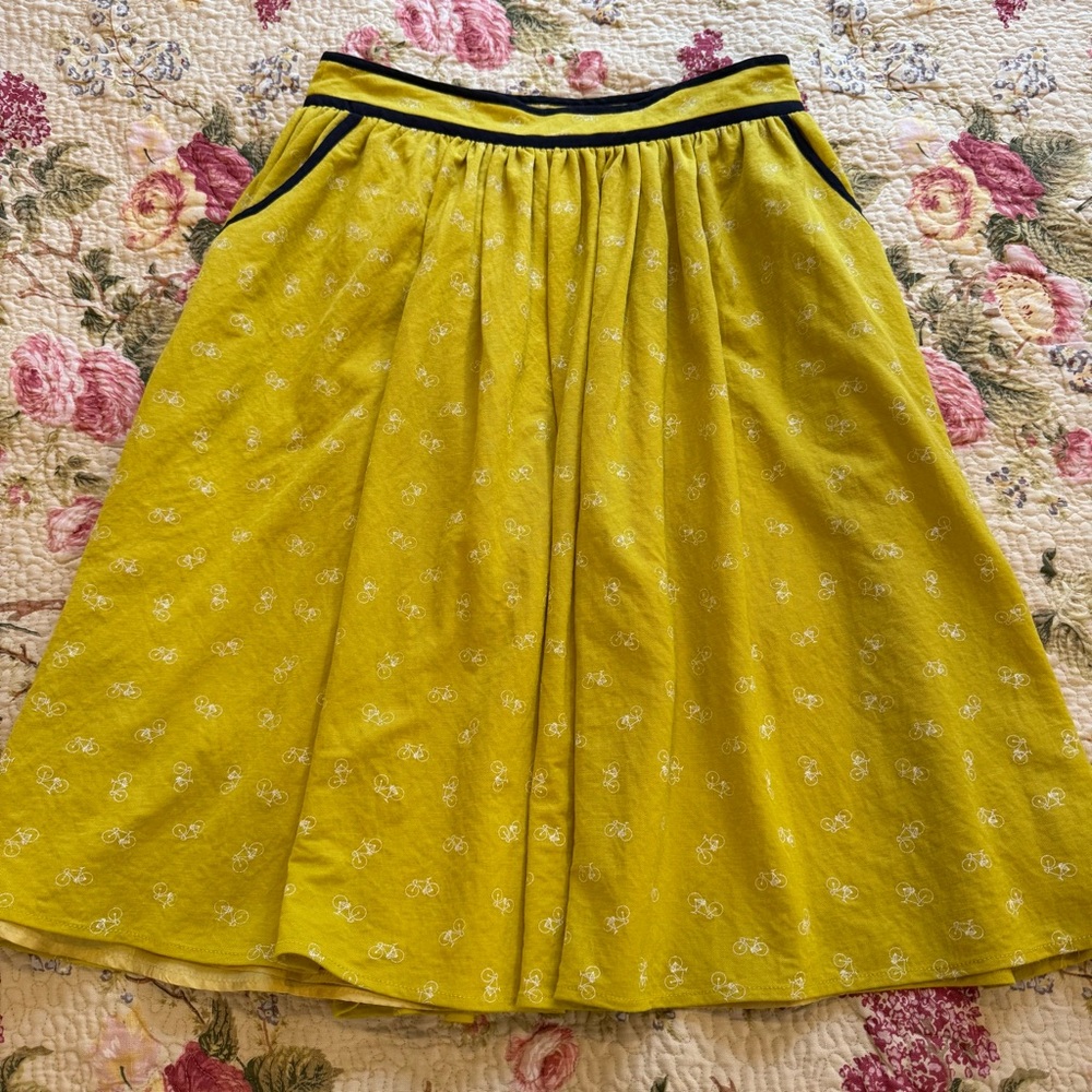 Faveur Eclectic Unique Boutique All Over Bicycle Print A-Line Skirt Vtg Inspired
